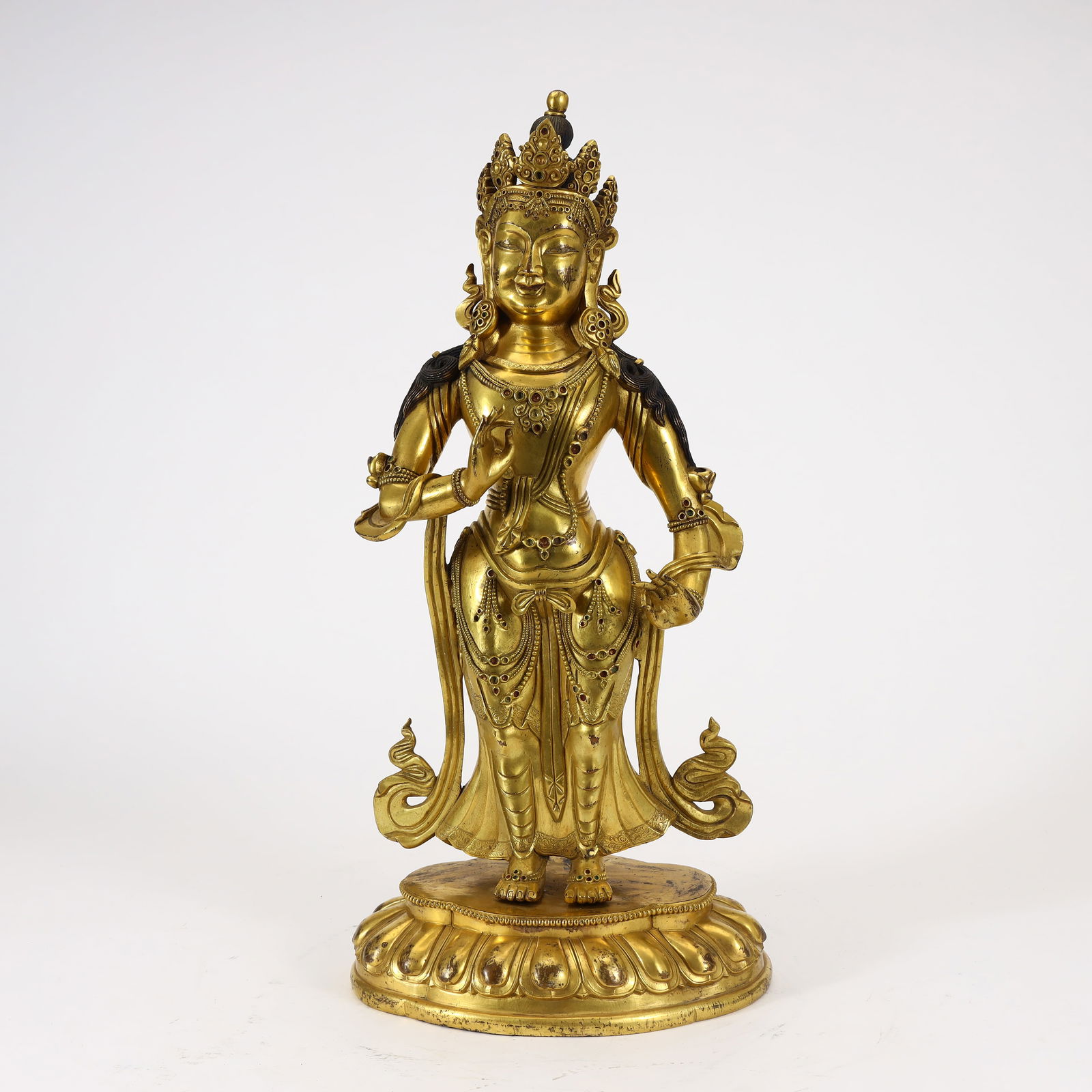 MING DYNASTY, GILT BRONZE STANDING TARA STATUE (1 of 10)