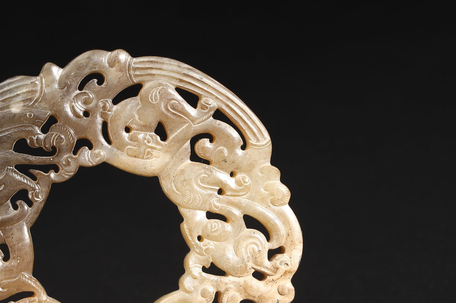 DOUBLE DRAGON OPENWORK JADE RING - 6