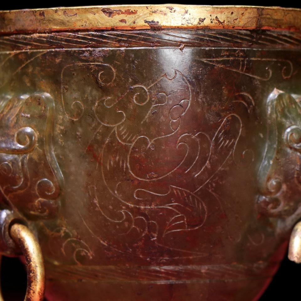 TIGER FACE JADE CUP WITH MOVABLE RING - 2