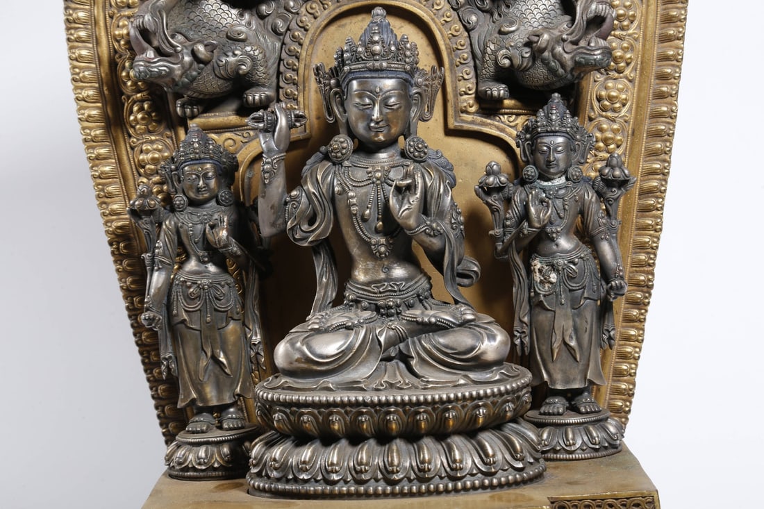SILVER BODHISATTVA STATUE - 3