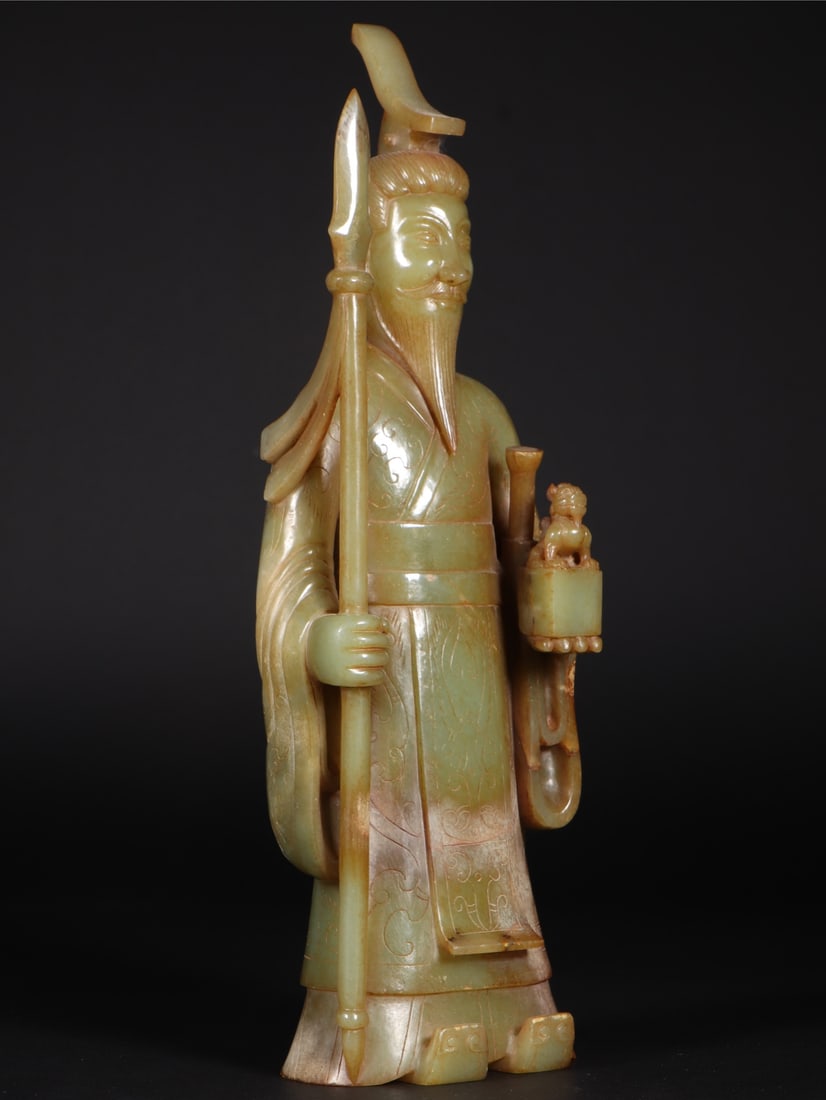 HETIAN JADE STANDING GENERAL STATUE - 5