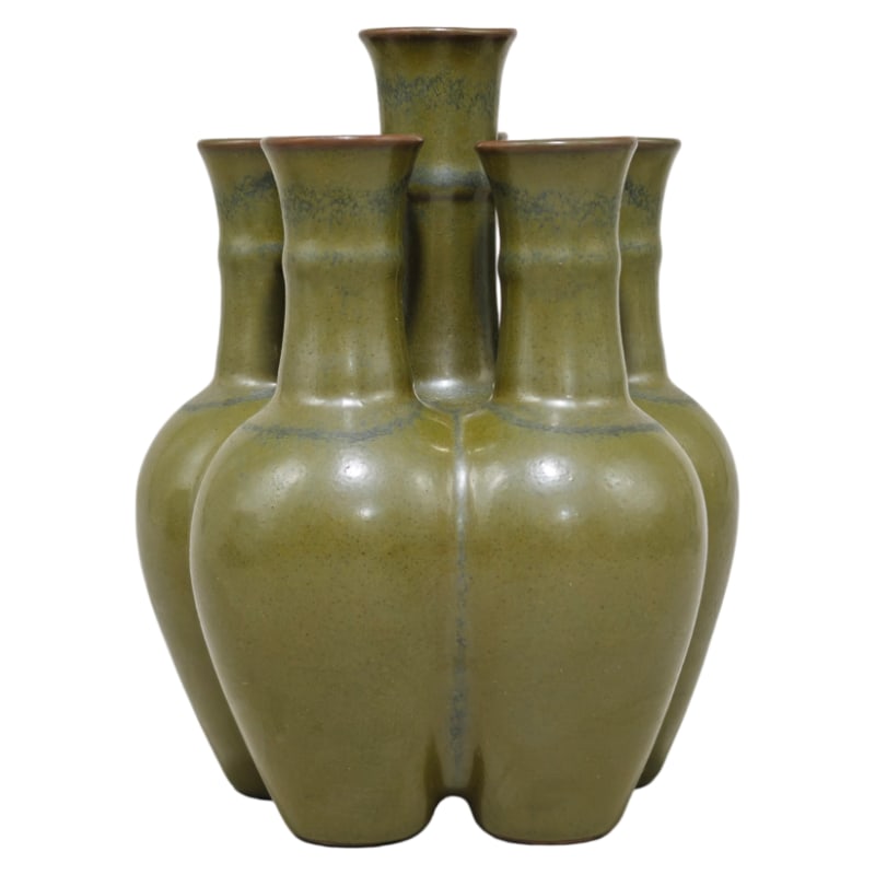 TEA DUST GLAZED SIX-LINKED VASE: H.17.5CM