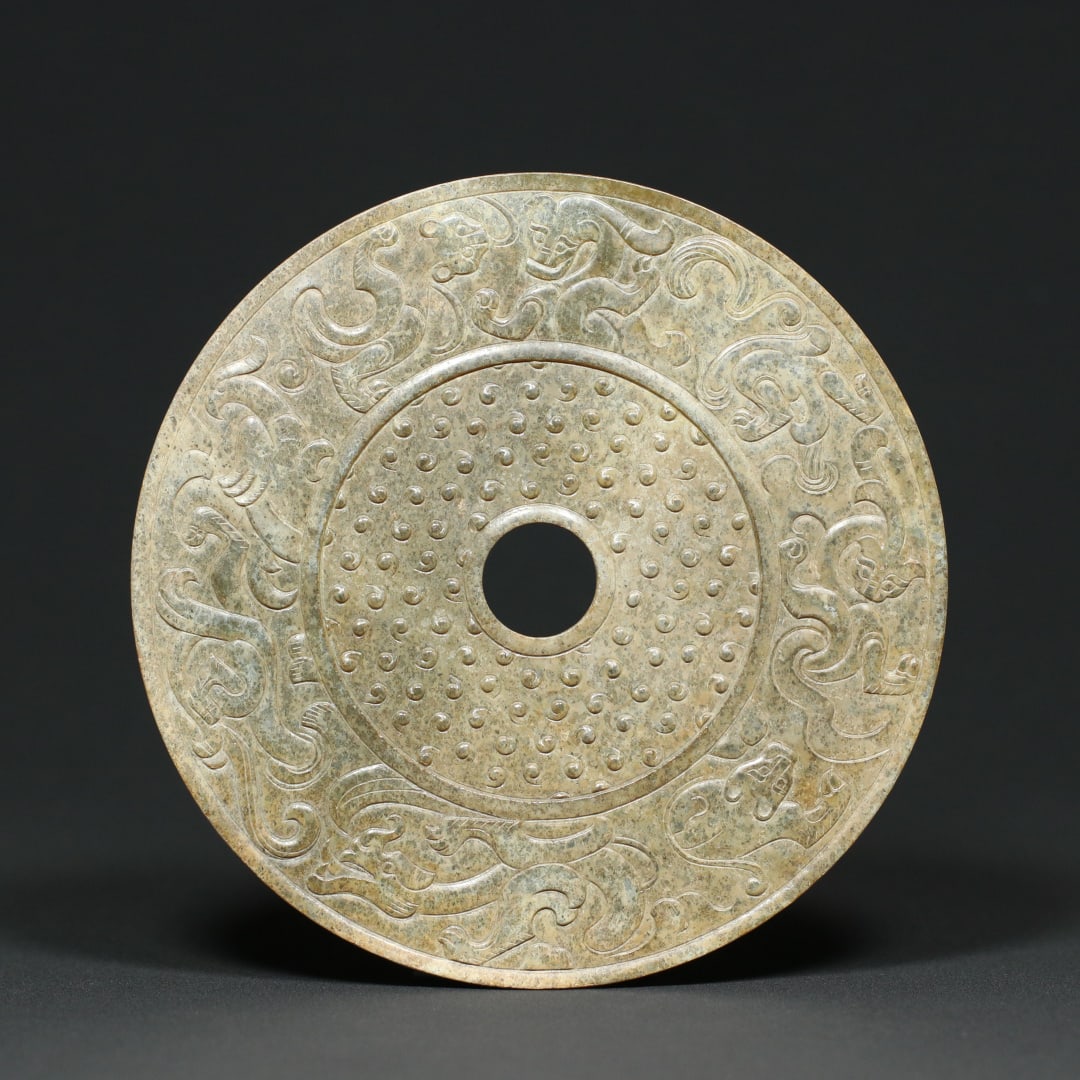 ANIMAL FACE PATTERN JADE BI: D.13.5CM