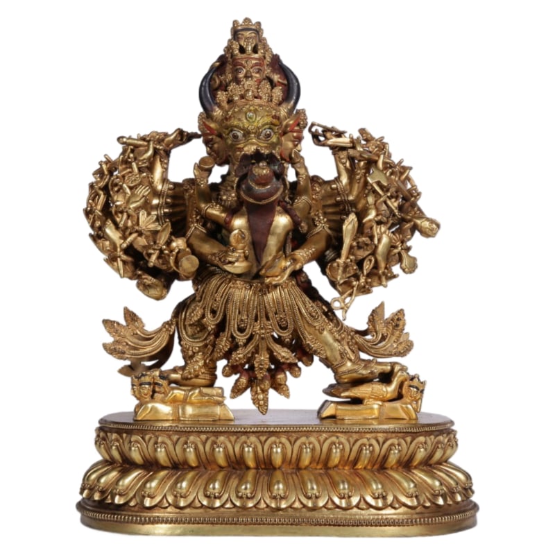 QING DYNASTY, GILT BRONZE VAJRABHAIRAVA STATUE: H.32.5CM