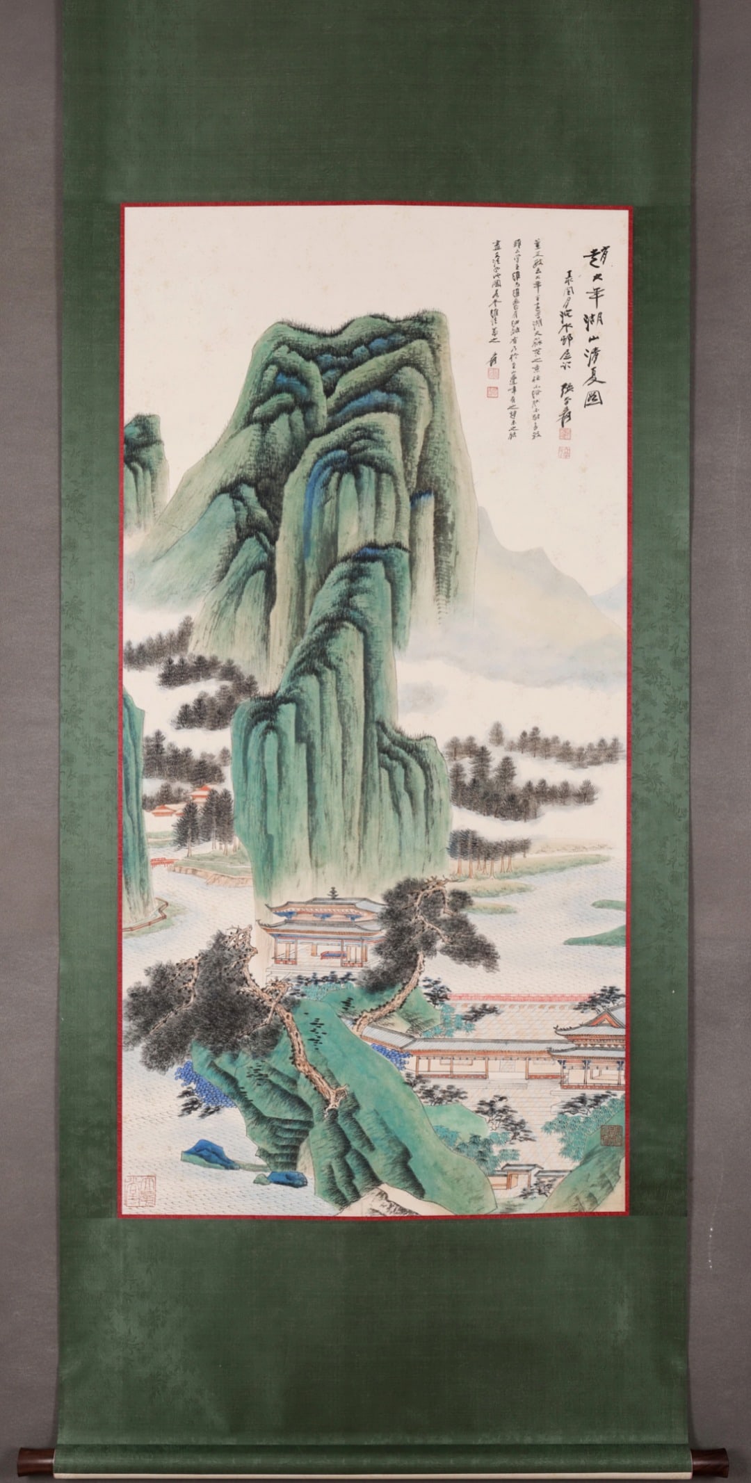 ZHANG DAQIAN AND ZHAO DANIAN'S "LAKE AND MOUNTAIN IN SUMMER"张大千: H.135X67CM