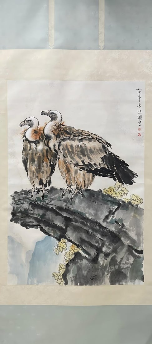 XUBEIHONG:EAGLEINMAJESTICVIEW，徐悲鸿: Size 133x90cm