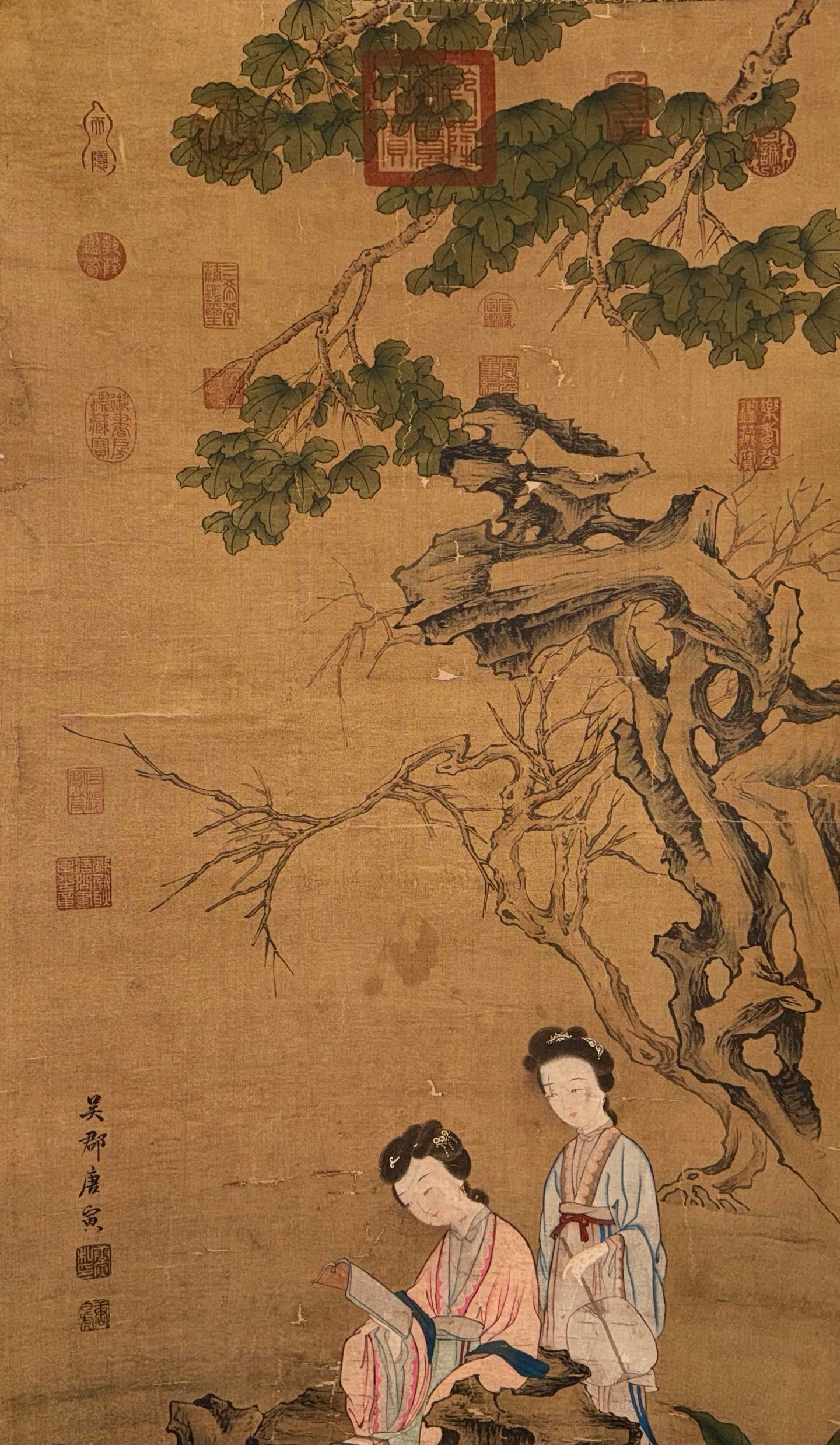 TANGYIN:COURTLADY(ONSILK)唐寅: Size 51x124cm