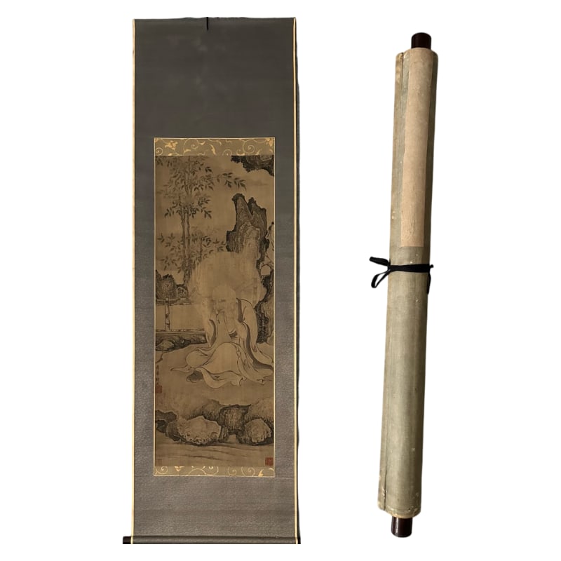 QIAN XUAN，钱选: The painting size is 113x43 cm.