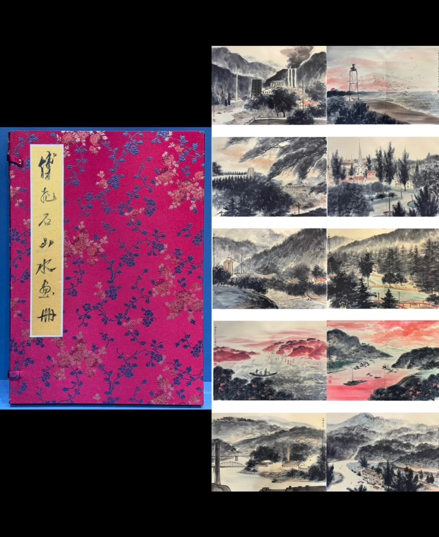 FUBAOSHI:LANDSCAPEALBUMLEAVES，傅抱石: Album page size: 32X45cm; Picture size: 64X45cm