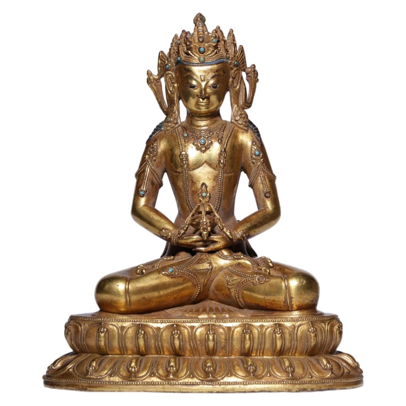 GILT BRONZE SEATED BUDDHA OF LONGEVITY FROM THE MING DYNASTY (1 of 10)