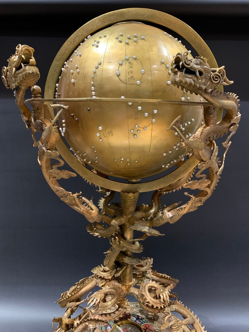 CLOISONNÉ ENAMEL DRAGON CELESTIAL GLOBE: Specifications: 89X56