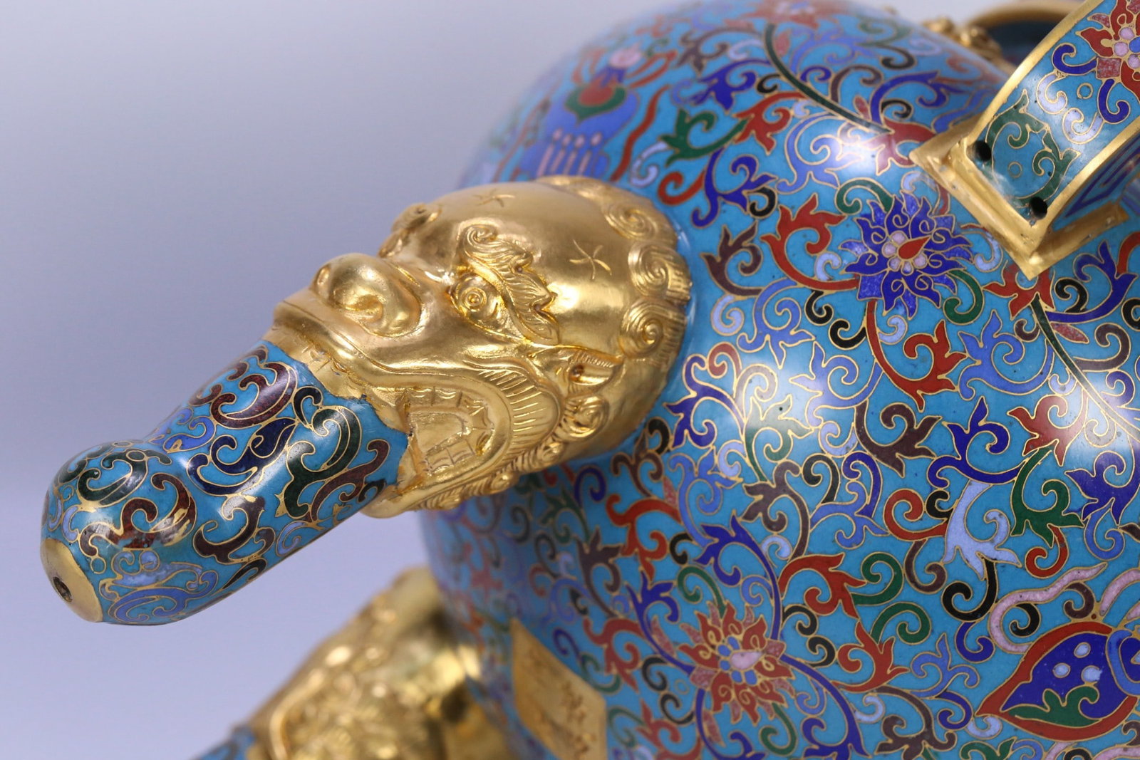 A PAIR OF CLOISONNÉ THREE-ANIMAL-FOOTED INCENSE BURNERS WITH UPTURNED EARS: Dimensions: 49X38X25 cm.