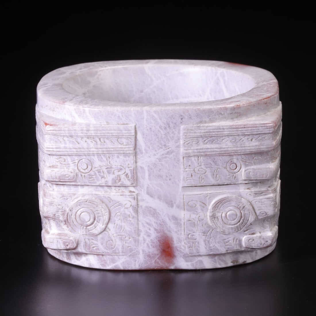 JADE CULTURE CONG ORNAMENT: Dimensions: 8.5x8.5x5.7cm, Weight: 524g