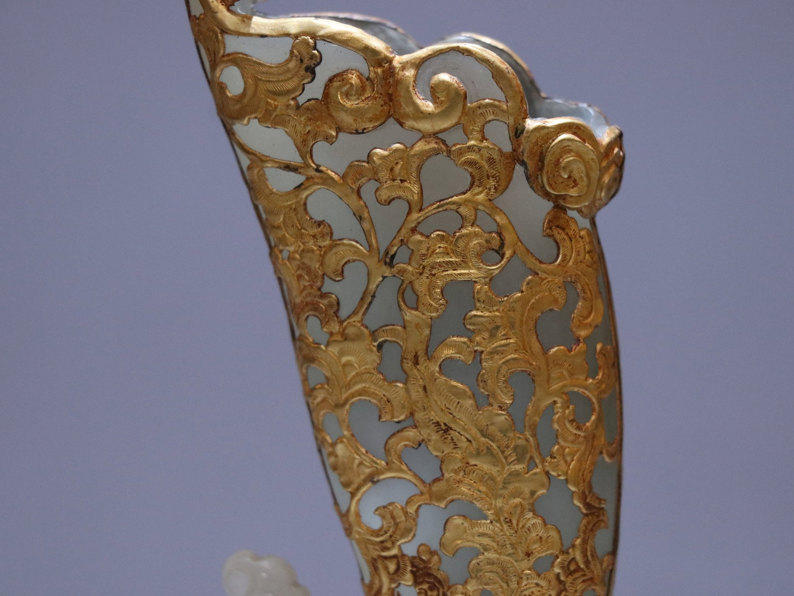 SILVER-GILT OPENWORK JADE PHOENIX CUP - 2