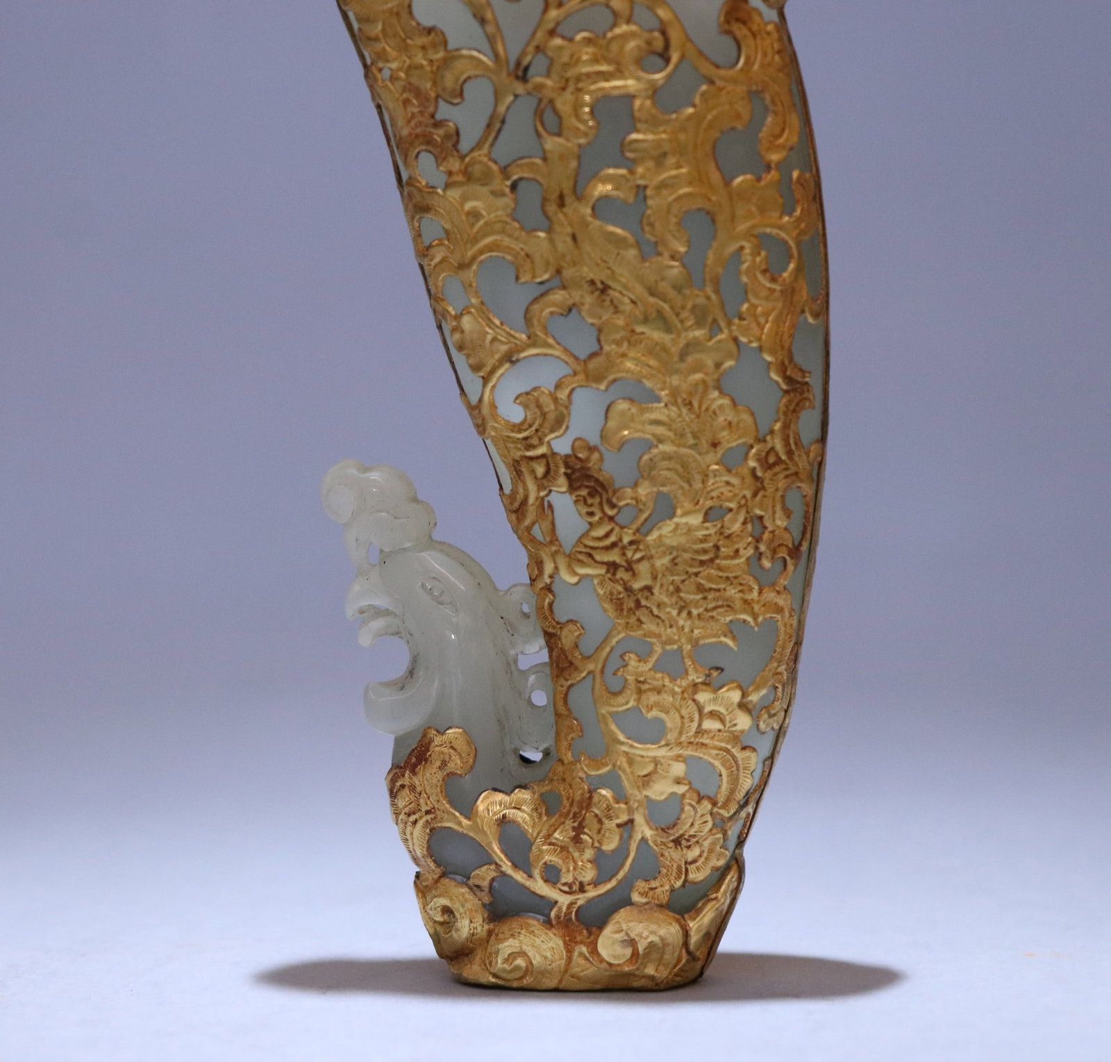 SILVER-GILT OPENWORK JADE PHOENIX CUP - 3