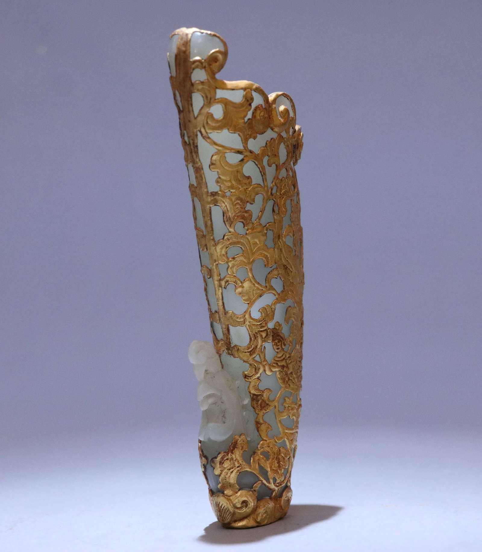 SILVER-GILT OPENWORK JADE PHOENIX CUP - 4