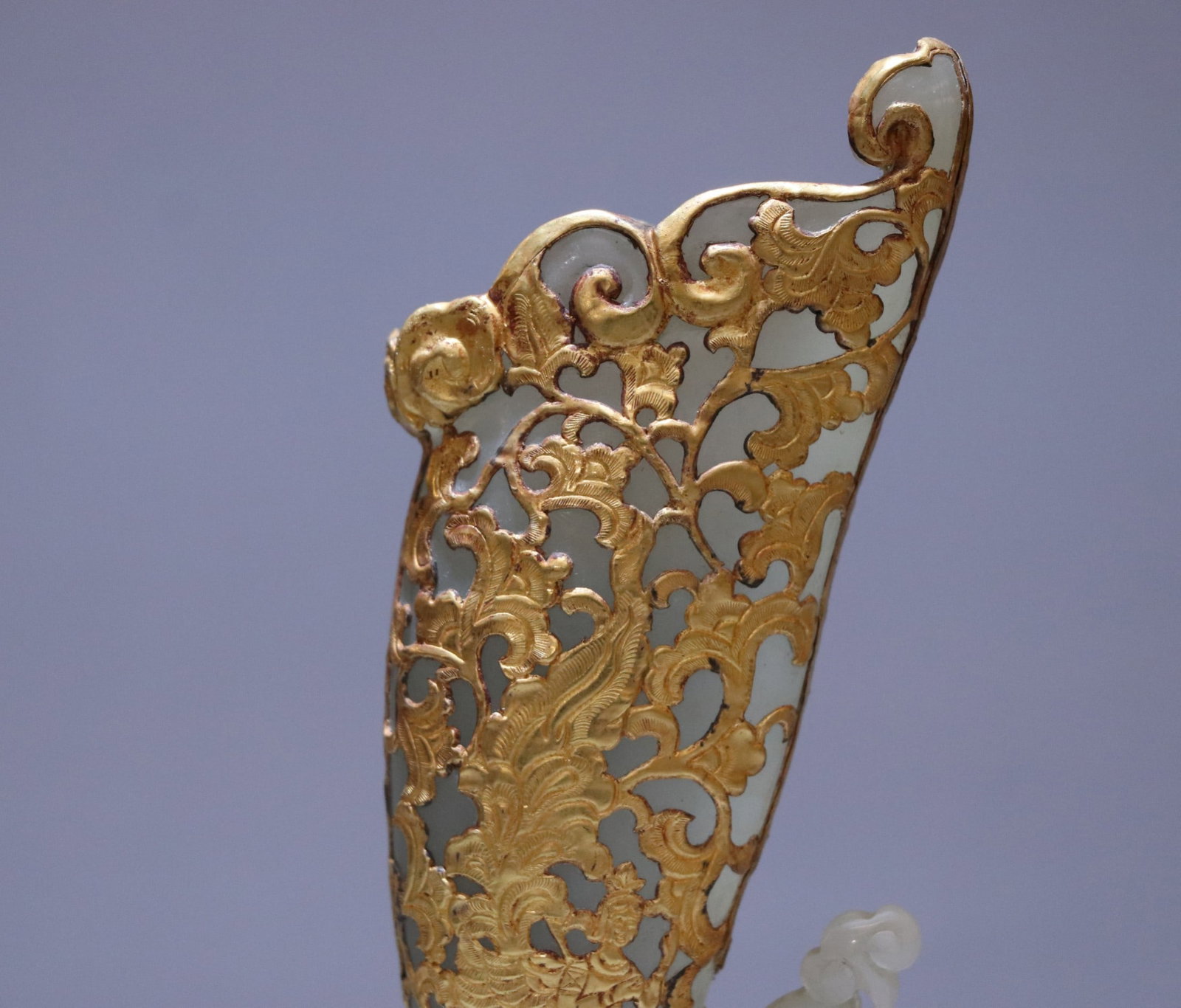 SILVER-GILT OPENWORK JADE PHOENIX CUP - 6