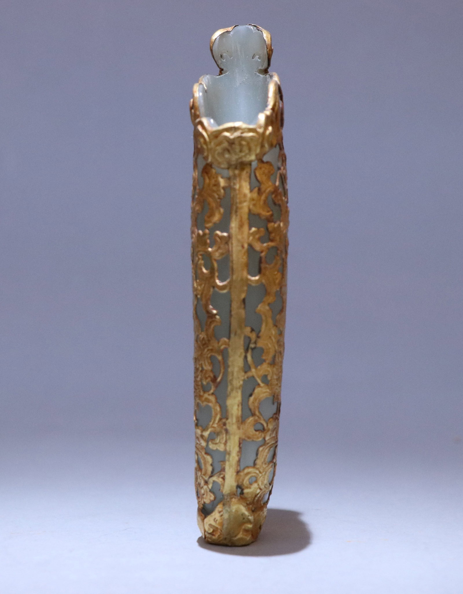 SILVER-GILT OPENWORK JADE PHOENIX CUP - 7