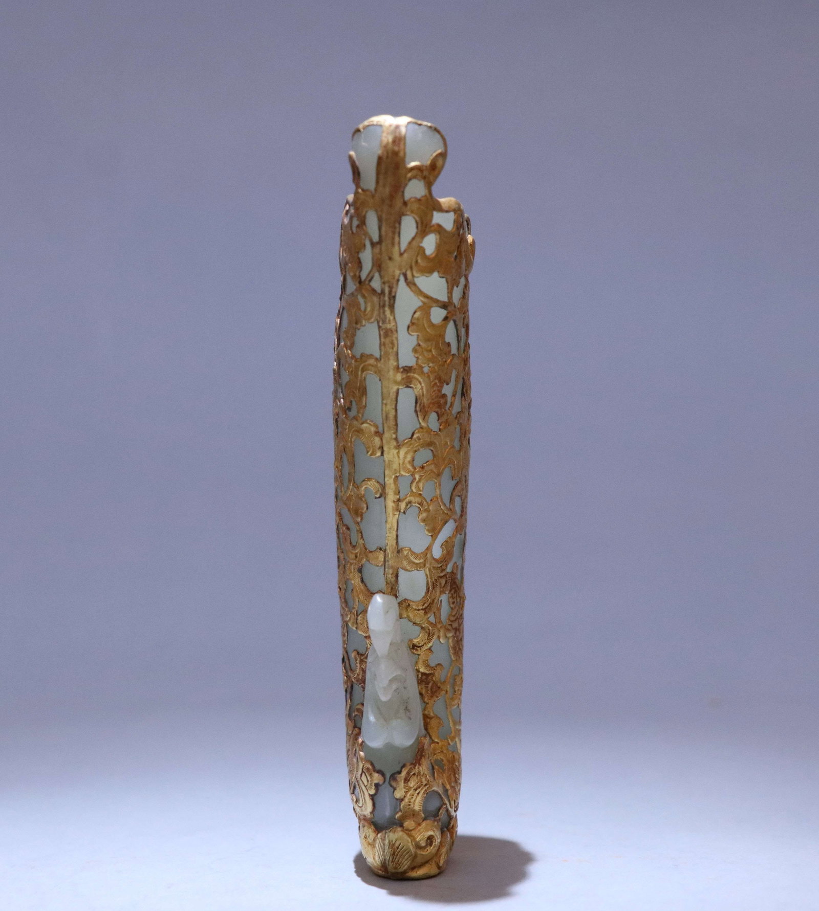SILVER-GILT OPENWORK JADE PHOENIX CUP - 8