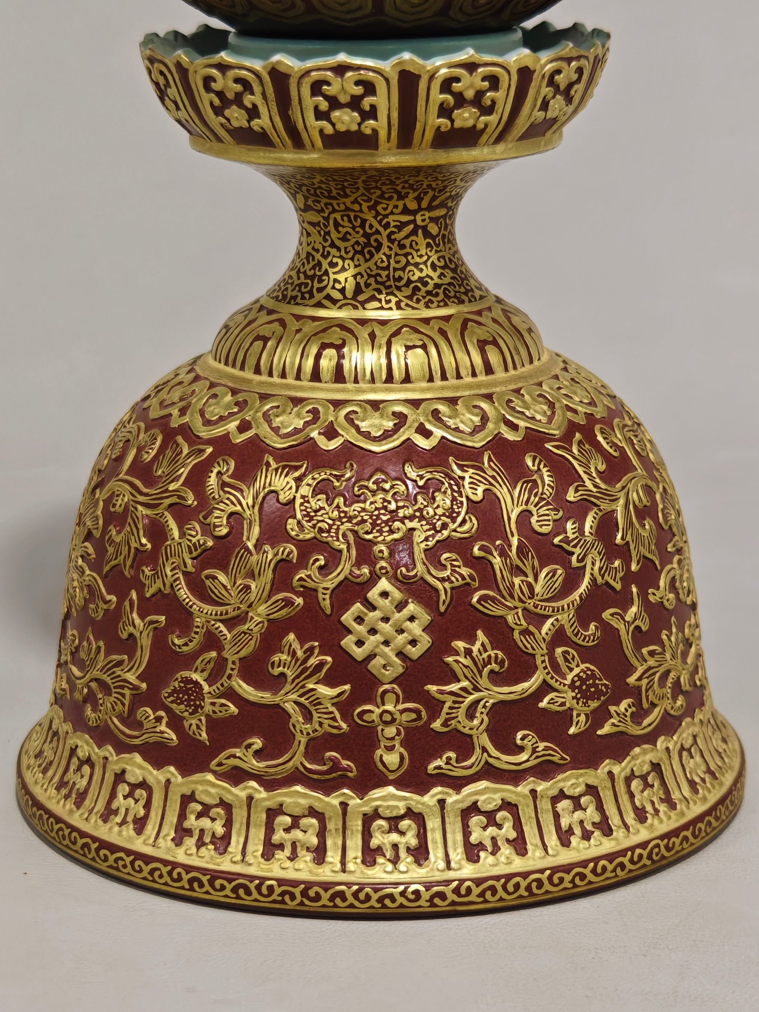 COPPER-PAINTED OPENWORK OFFICIAL HAT STAND WITH AUSPICIOUS AND LONGEVITY PATTERNS - 5