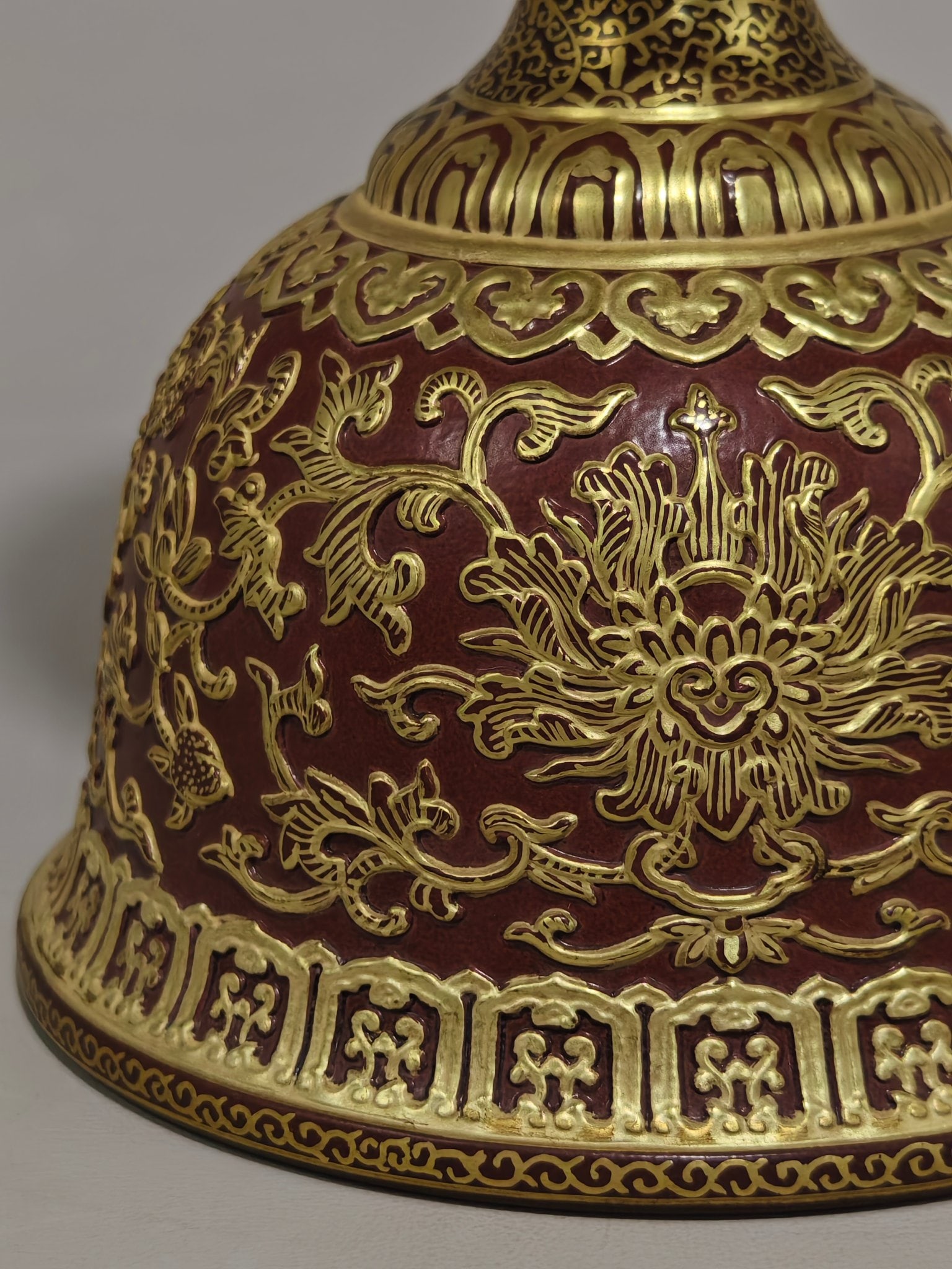 COPPER-PAINTED OPENWORK OFFICIAL HAT STAND WITH AUSPICIOUS AND LONGEVITY PATTERNS - 7