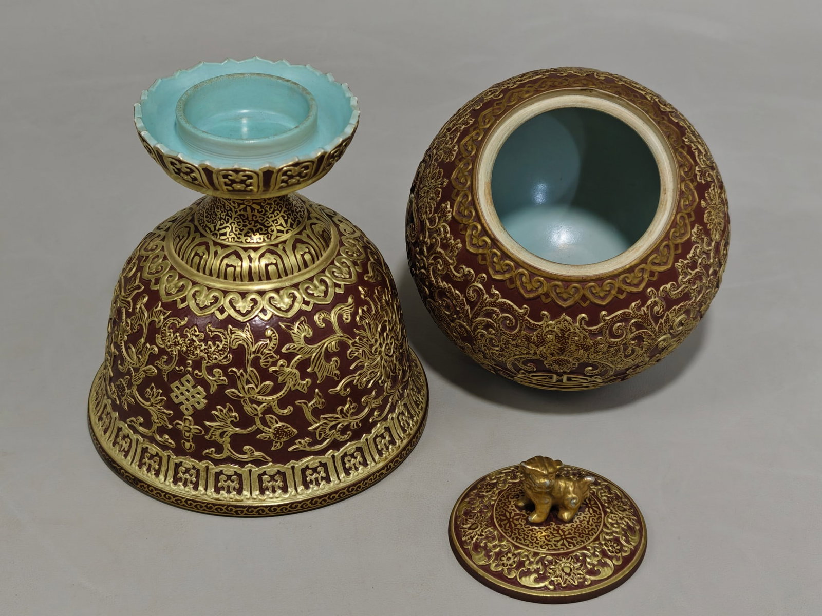 COPPER-PAINTED OPENWORK OFFICIAL HAT STAND WITH AUSPICIOUS AND LONGEVITY PATTERNS - 8