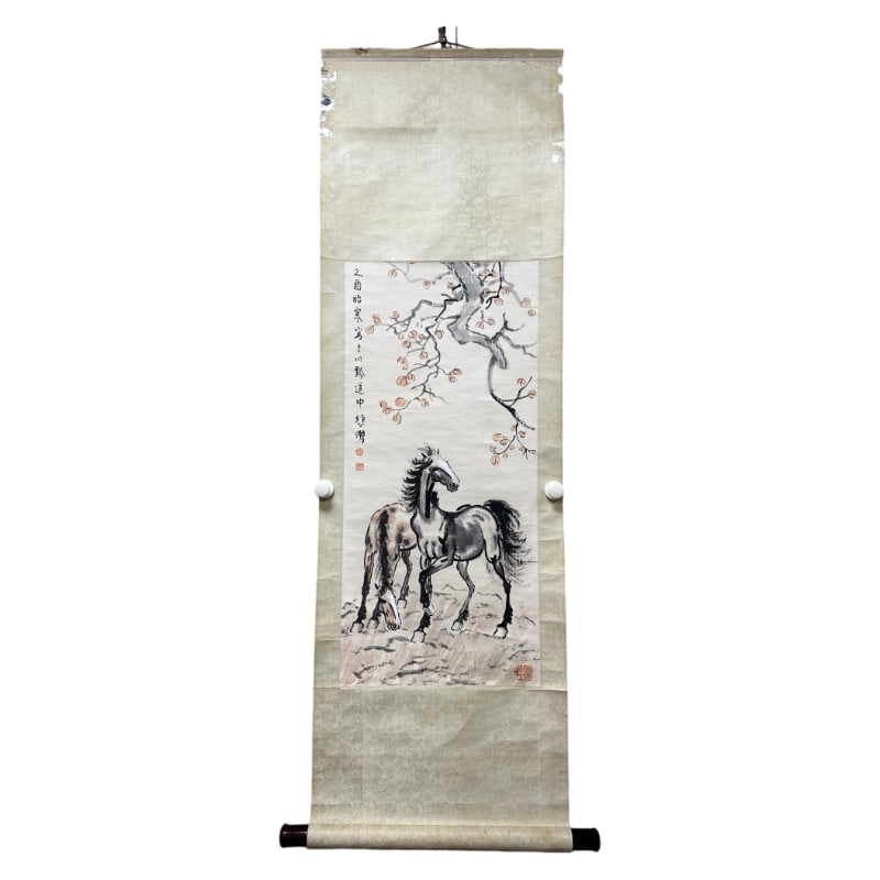 XUBEIHONG:PAINTING，徐悲鸿: Painting size 36×79