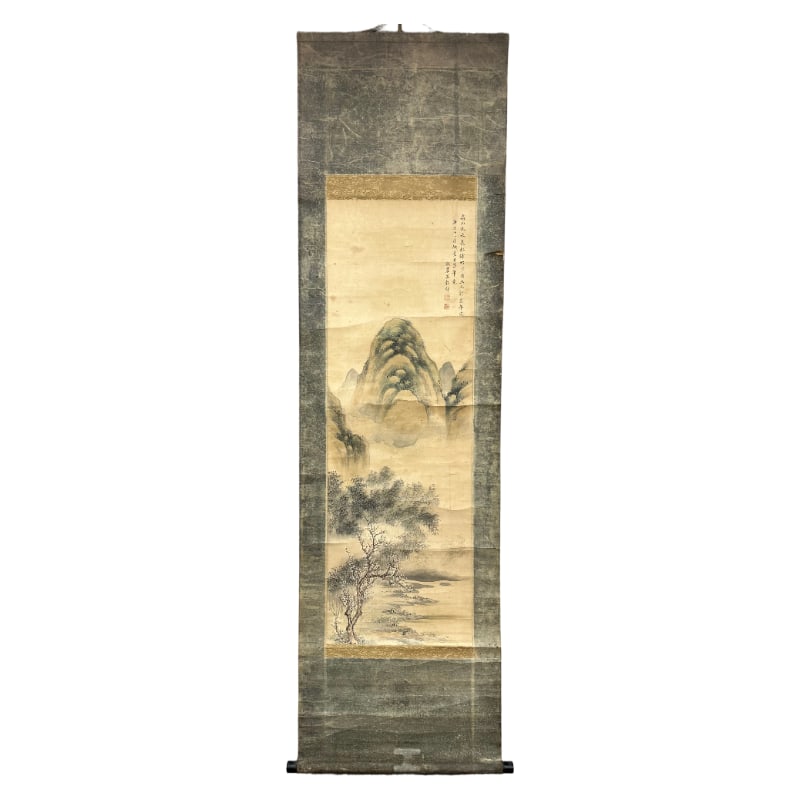 WU GUXIANG'S LANDSCAPE: The painting size is 107×34cm.