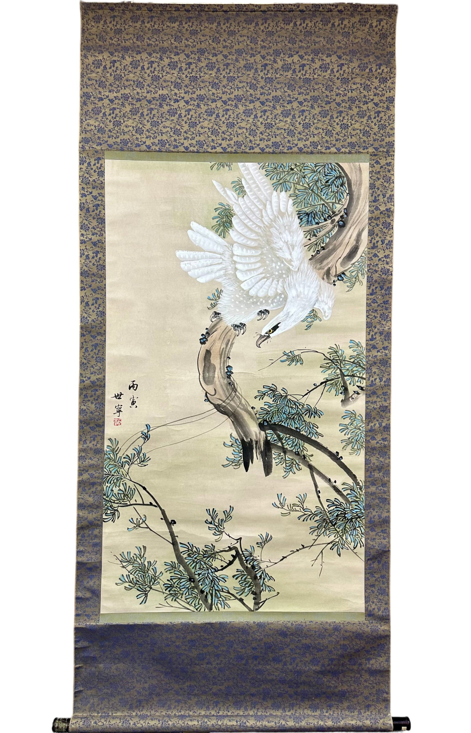 GIUSEPPECASTIGLIONE(LANGSHINING):*WHITEEAGLE郎世宁: The painting size is 115×68cm.