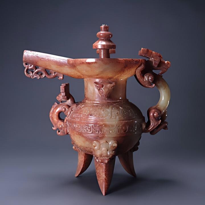 HETIAN JADE WINE VESSEL WITH DRAGON PATTERN (1 of 9)