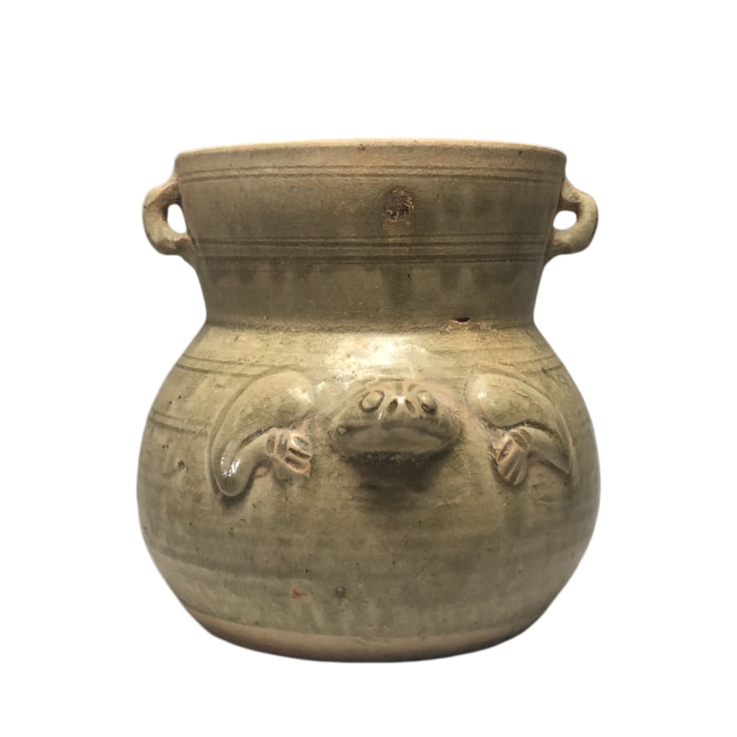 CELADON FROG-SHAPED PORCELAIN JAR: 16cm tall
