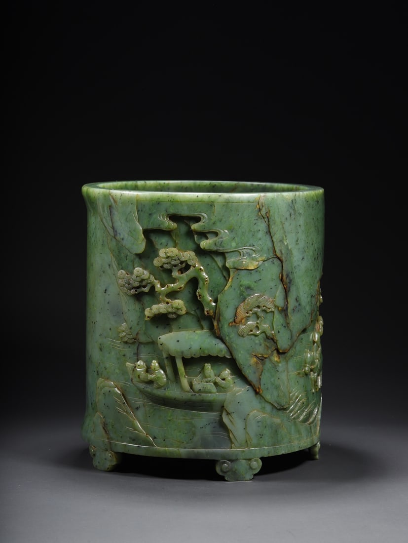 HETIAN JADE FIGURE POEM LARGE PEN HOLDER (1 of 10)