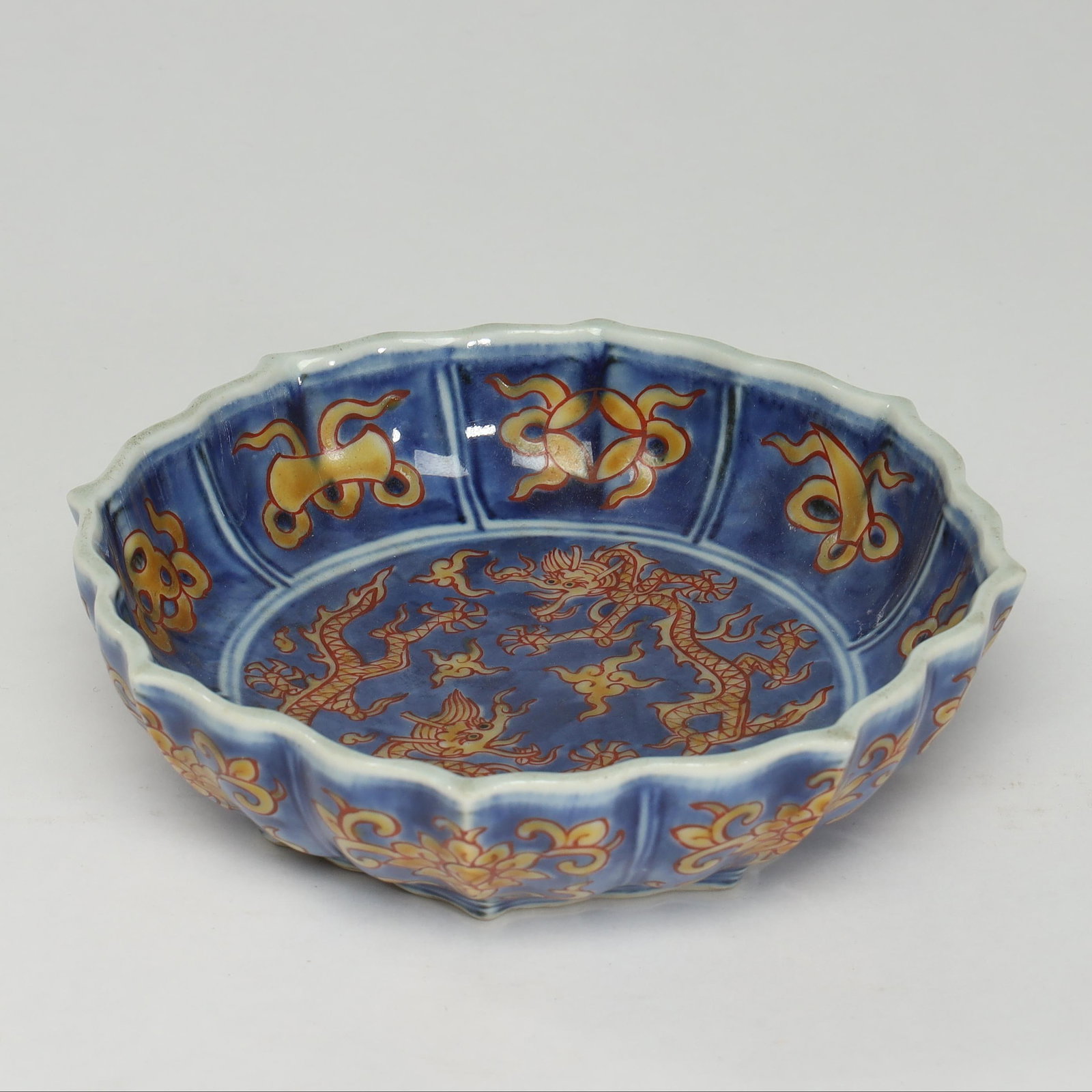 BLUE AND YELLOW GLAZED MELON-SHAPED WASHER (1 of 7)