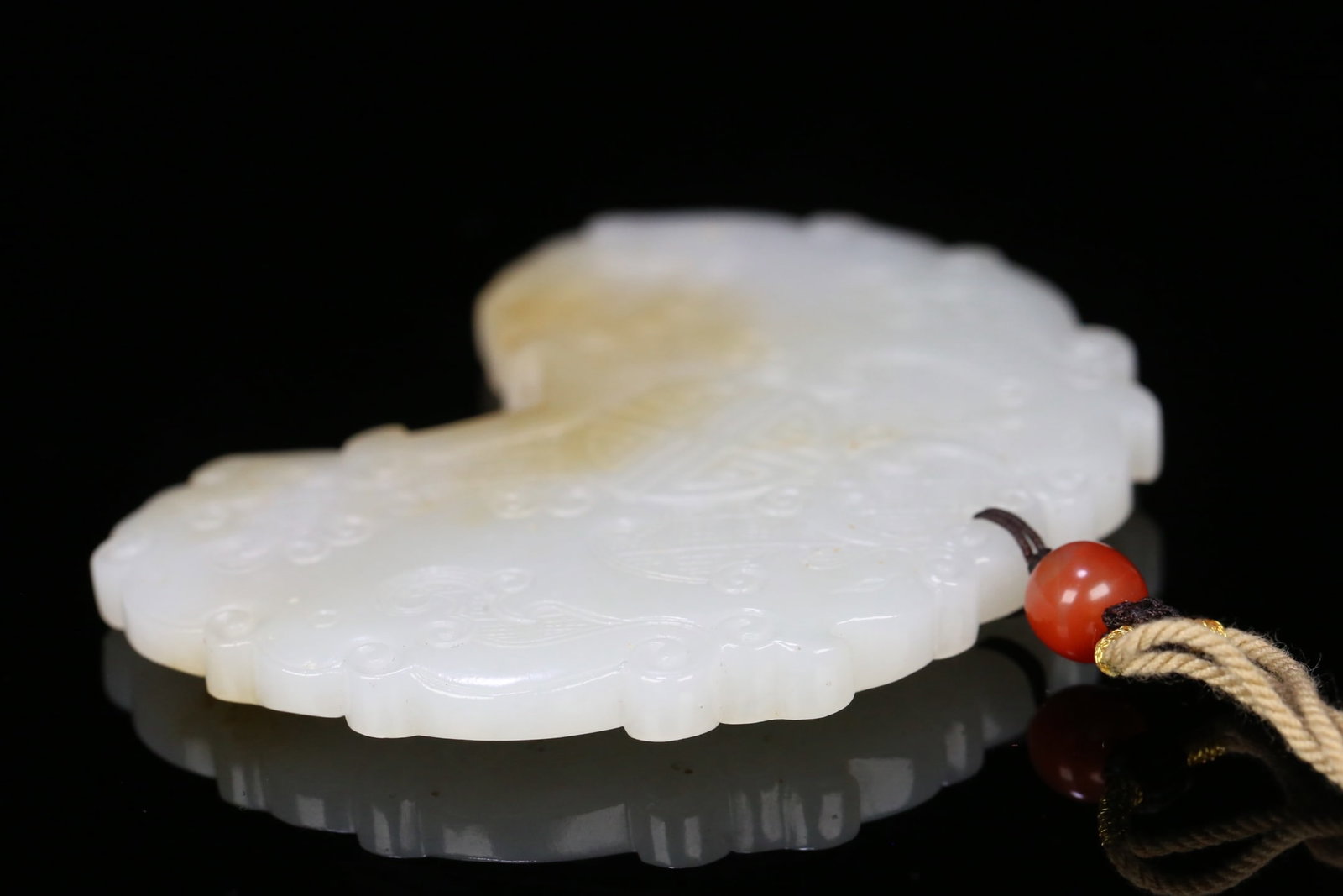 HETIAN JADE DOUBLE PHOENIX LONGEVITY PATTERN CHIME - 2