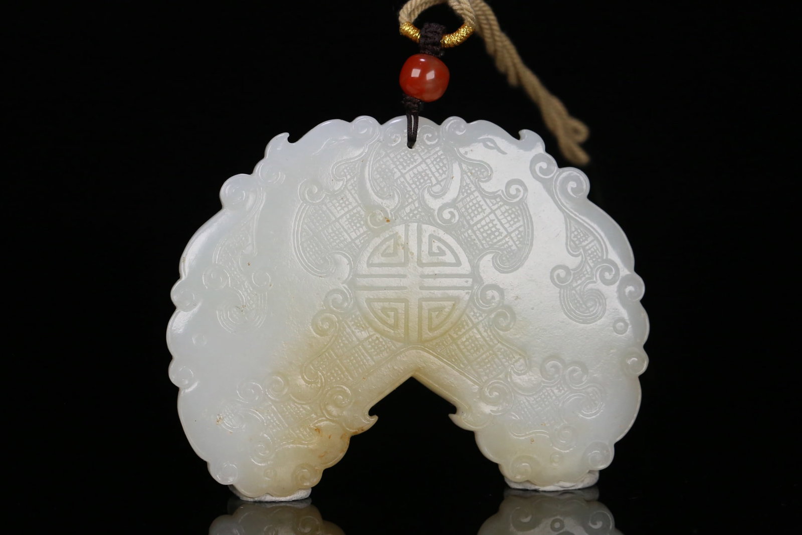 HETIAN JADE DOUBLE PHOENIX LONGEVITY PATTERN CHIME - 3