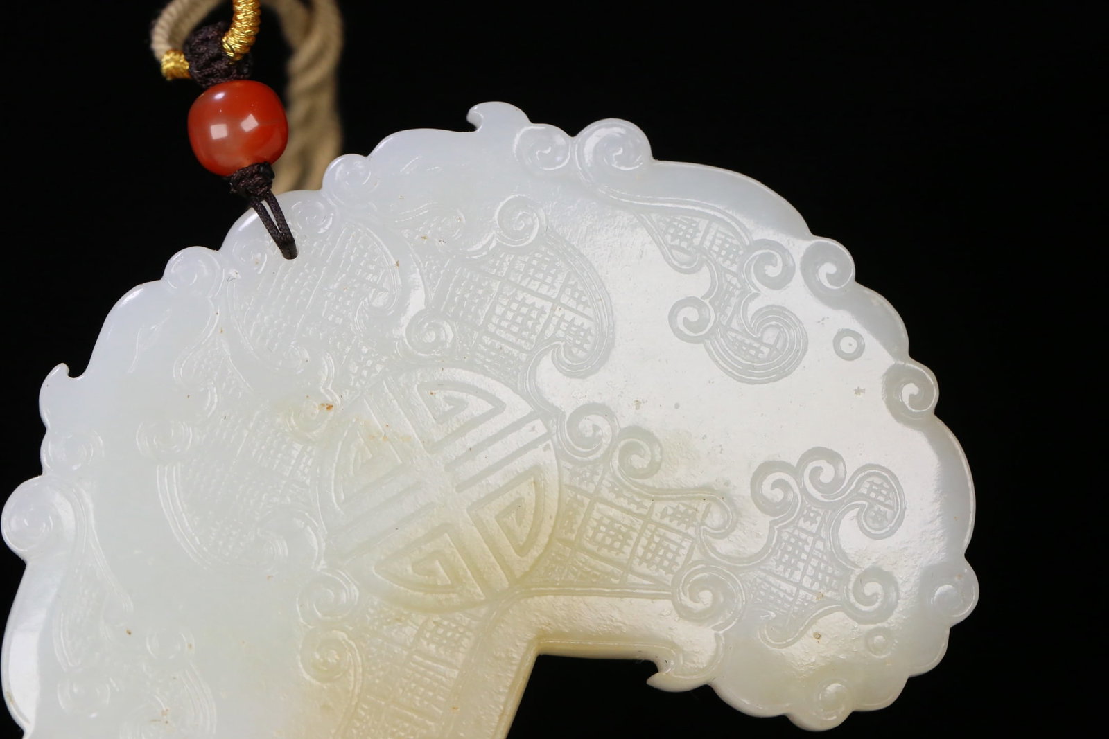 HETIAN JADE DOUBLE PHOENIX LONGEVITY PATTERN CHIME - 6