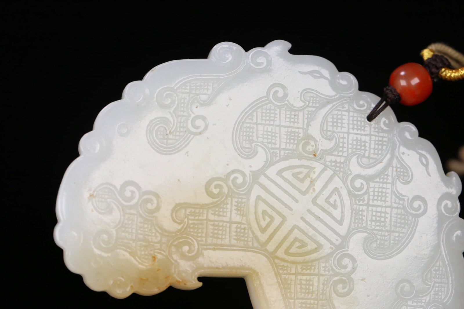 HETIAN JADE DOUBLE PHOENIX LONGEVITY PATTERN CHIME - 7