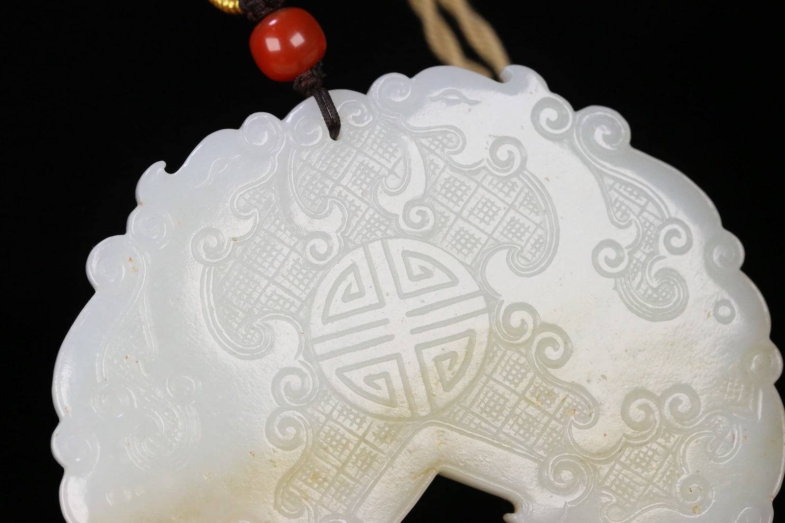 HETIAN JADE DOUBLE PHOENIX LONGEVITY PATTERN CHIME - 8