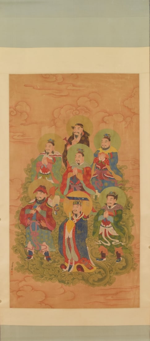 JINTINGBIAO(SILKSCROLLPAINTINGOFTHEBIGDIPPER)金廷标: Size: 163X90cm