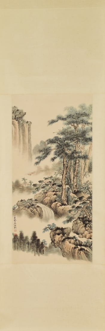 WUHUFAN,INKONPAPEROFALANDSCAPE吴湖帆: Size: 91X43cm