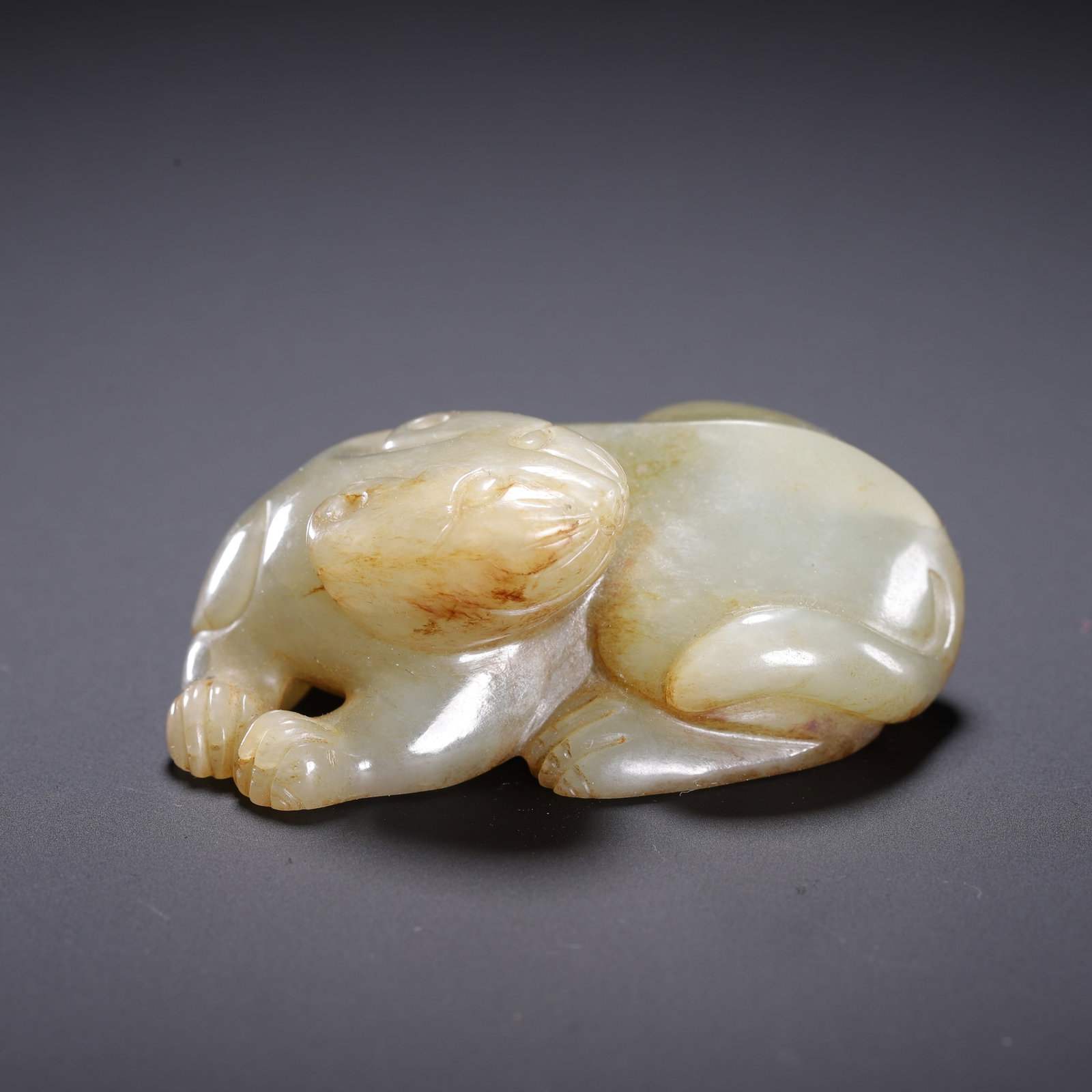 HETIAN YELLOW JADE DRAGON PATTERN PENDANT: 5.2 2.9