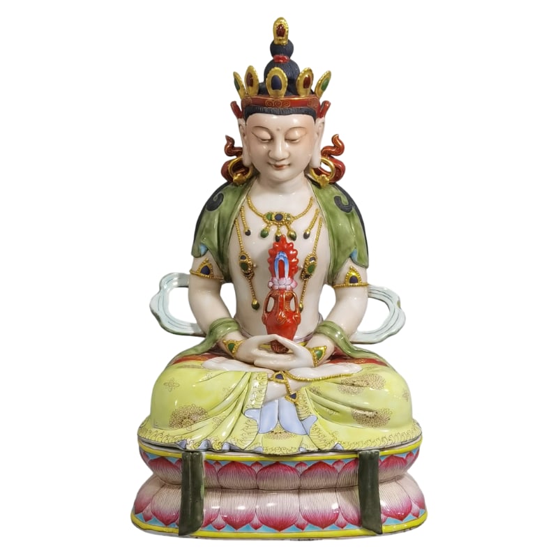 FAMILLE ROSE GILDED AMITABHA BUDDHA (1 of 9)