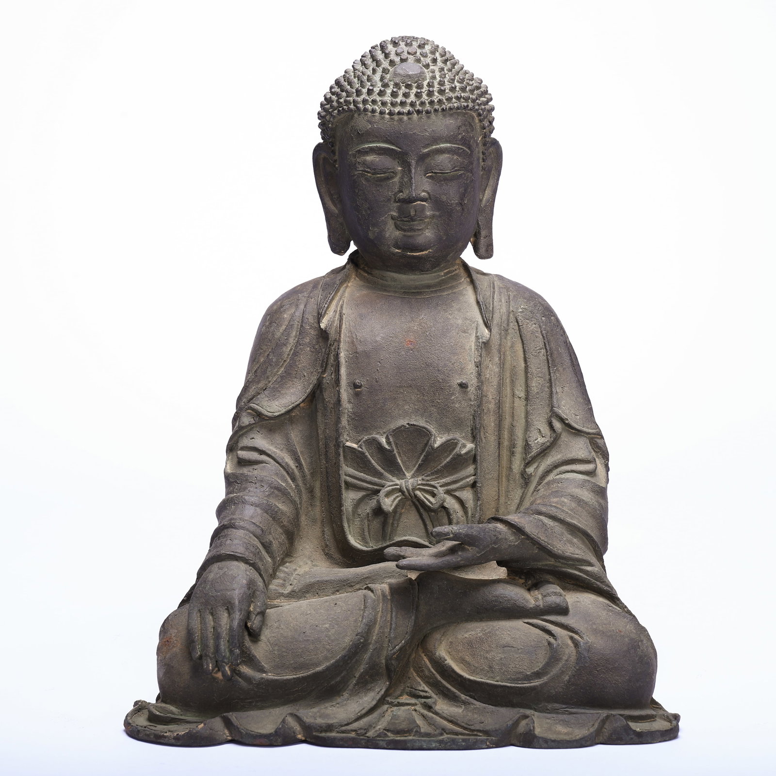 BRONZE SHAKYAMUNI: Length 21cm Height 27cm