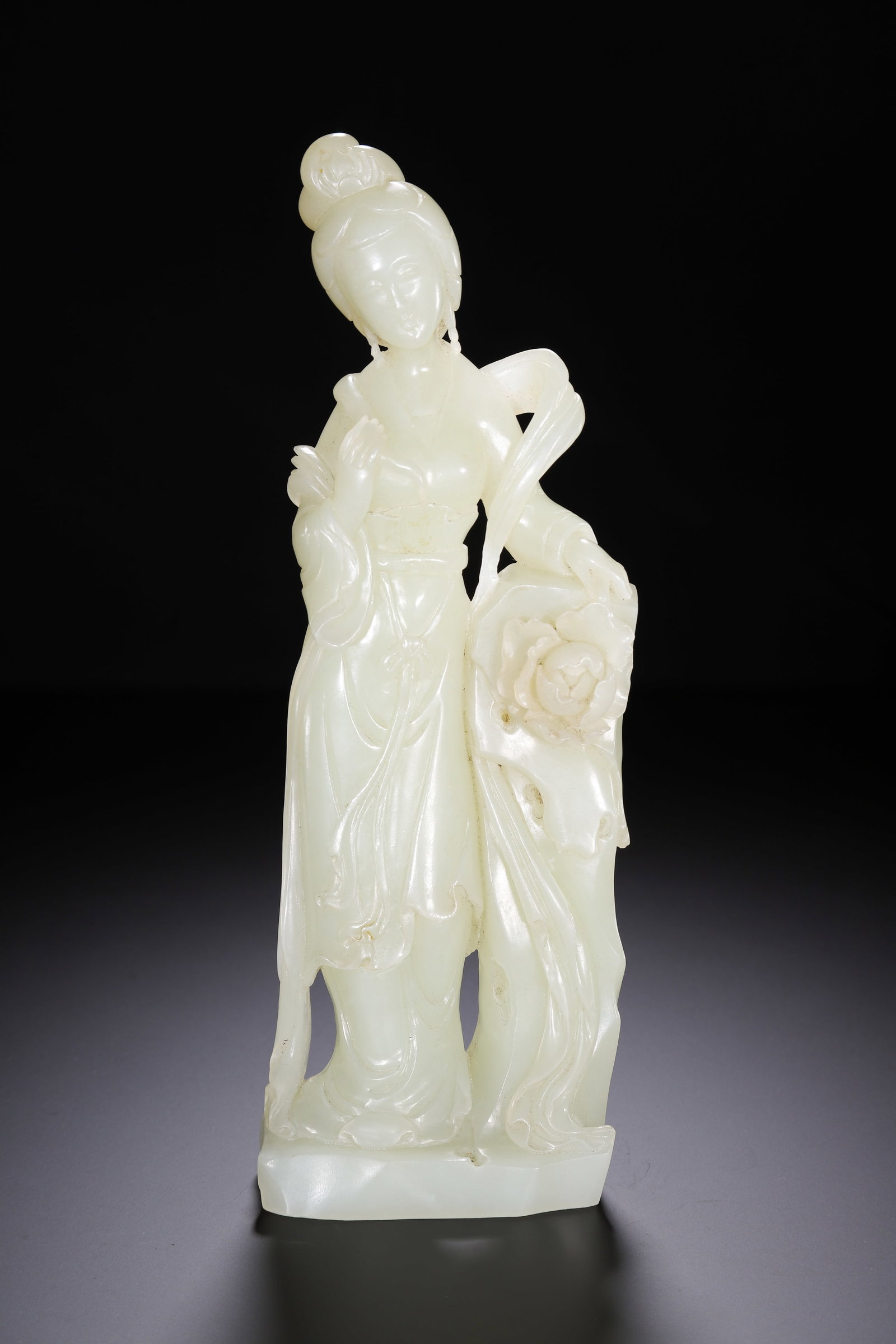 HETIAN WHITE JADE LADY: Height 26.5cm