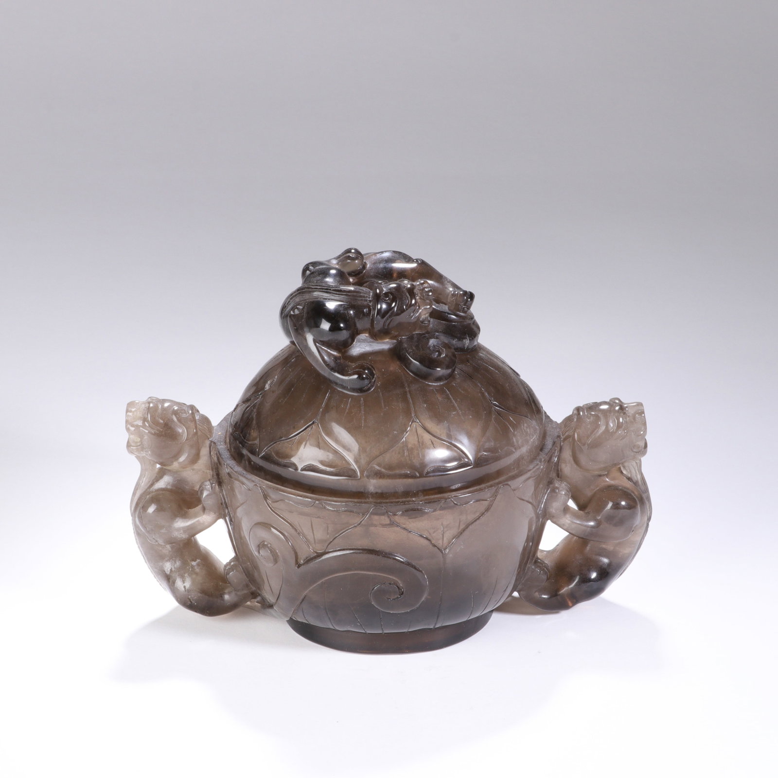 CRYSTAL DRAGON PATTERN DOUBLE-EARED INCENSE BURNER: Width 17.5 cm, Height 12 cm