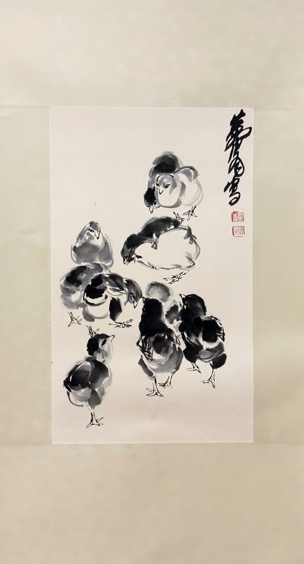 HUANGZHOU:UNMOUNTEDPAINTING，黄胄: The size of the painting is 52X31.