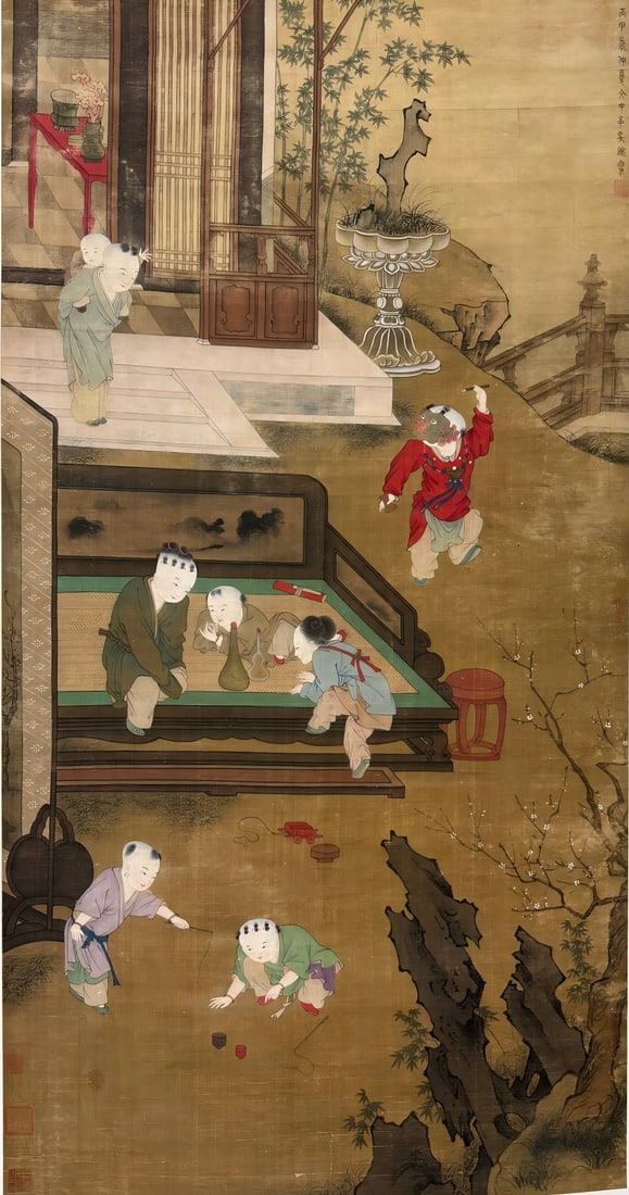 WUBIN:MASTERPIECEONSILK吴斌: The painting size is 137X70 cm.