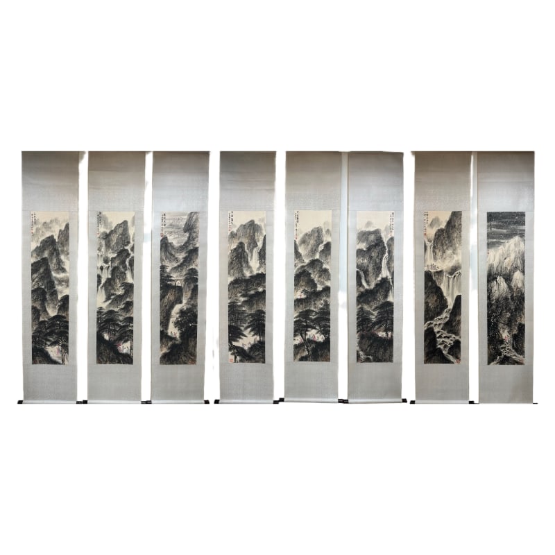 FUBAOSHI:EIGHT-PANELSCREEN*傅抱石: The painting size is 139X34×8