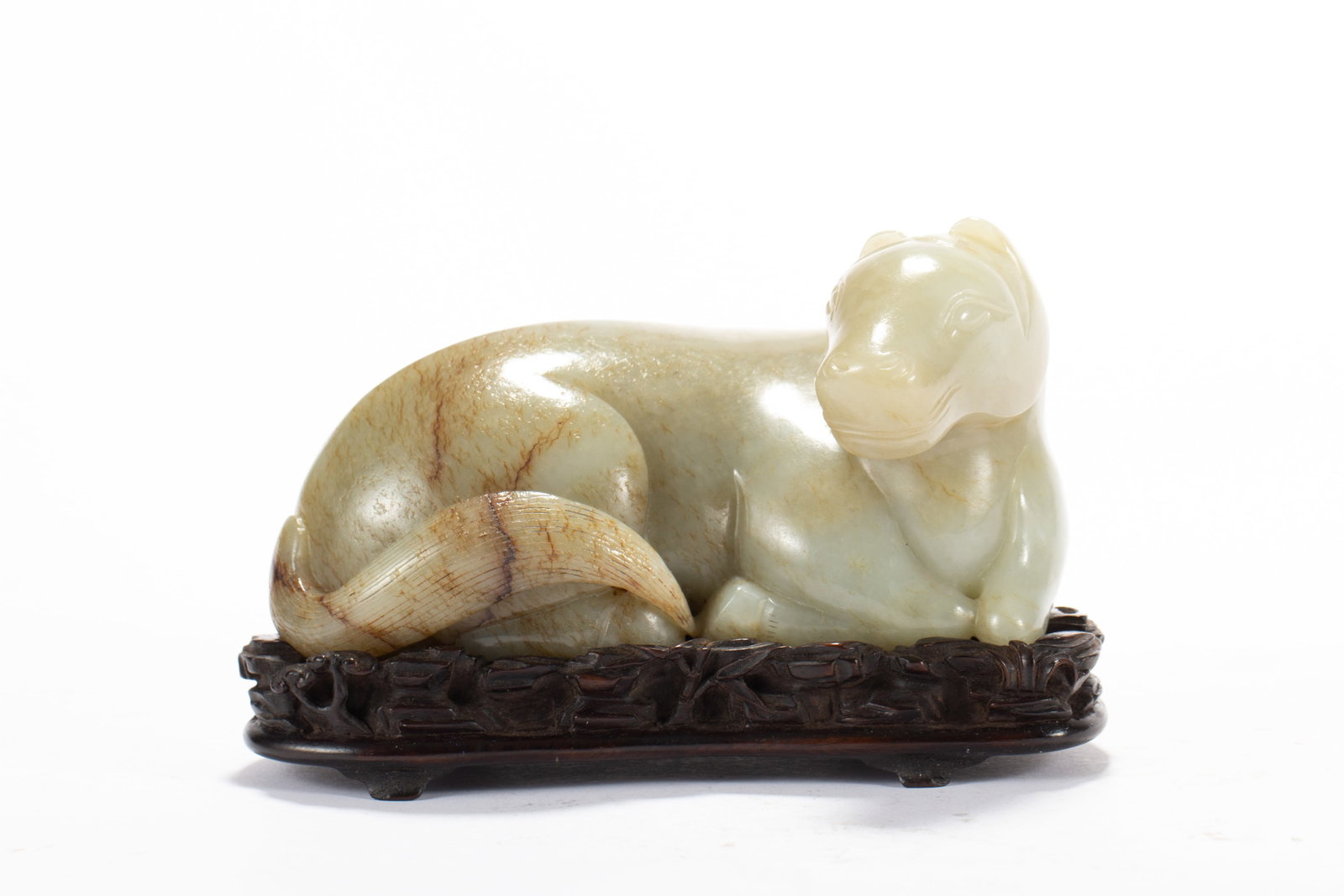 HOTAN JADE LYING HORSE: Length 13, Width 7, Height 7