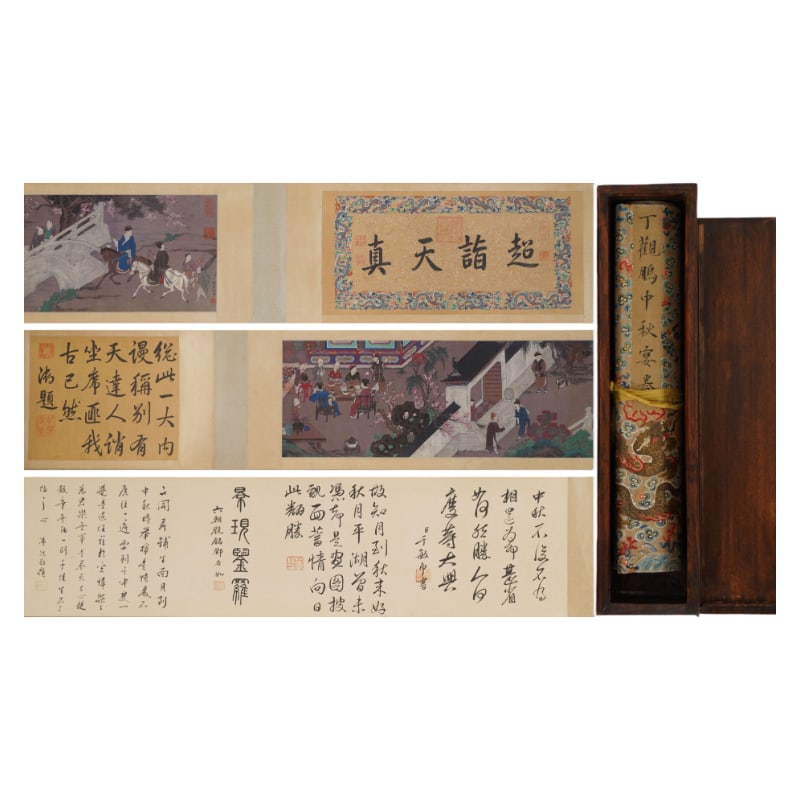 PAINTEDBYDINGGUANPENG:FIGUREPAINTINGONSILK丁关鹏: Size: 23X110cm